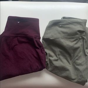 Aerie Leggings Maroon and Olive Green